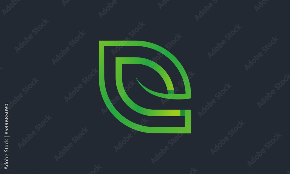 Creative Vector Illustration Business Logo Design. Initial Letter E with Nature Leaf Concept. Creative Vector Illustration Business Logo Design. Initial Letter E with Nature Leaf Concept.