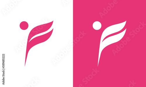 Creative Vector Illustration Business Logo Design. Letter F Free People Dancing