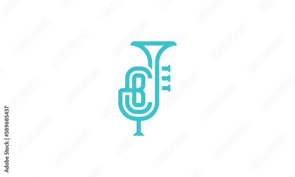 Creative Vector Illustration Business Logo Design. Initial Letter C and B with Saxophone Concept. Creative Vector Illustration Business Logo Design. Initial Letter C and B with Saxophone Concept.