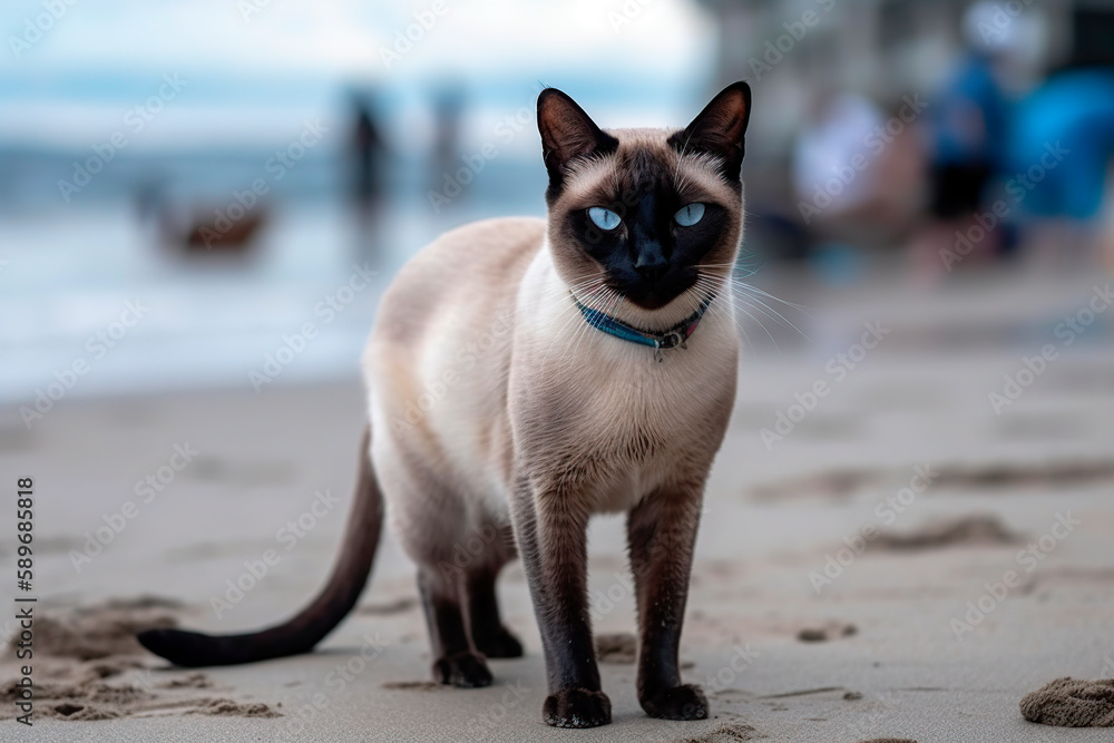 cat by the beach