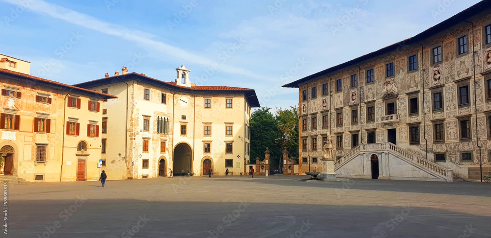Knights Square with Caravan Palace and Clock palace in Pisa.