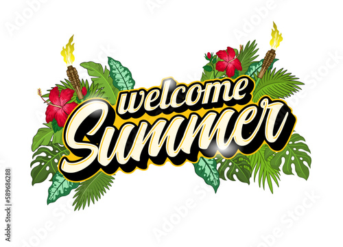 Welcome Summing Greeting Design Tropical