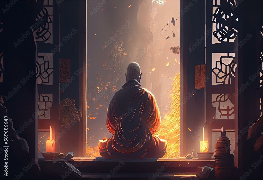 Meditation illustration. Generative AI Meditation illustration. Generative AI