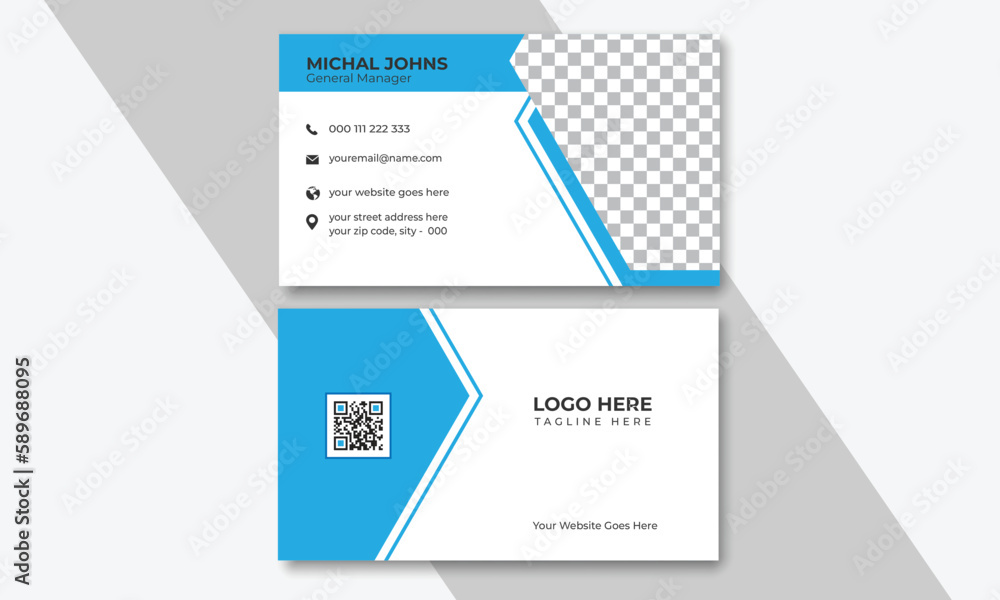 Blue & white business card, Modern Business Card - Creative and Clean Business Card Template, Blue & white business card template
