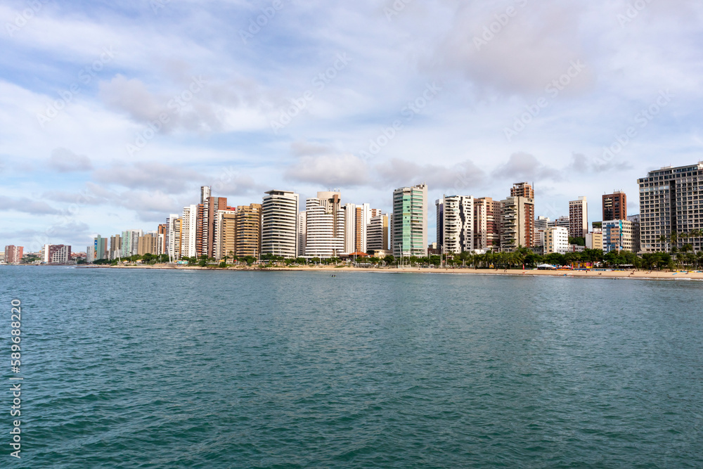 Fototapeta premium View from the waterfront of city of Fortaleza, State of Ceara, in northeastern Brazil. Tourism. Cityscape.psd