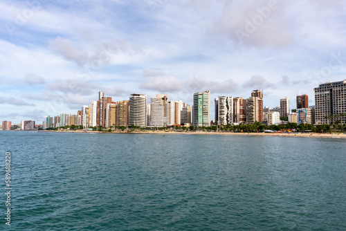 View from the waterfront of city of Fortaleza, State of Ceara, in northeastern Brazil. Tourism.  Cityscape.psd