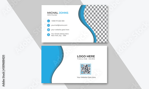 Official business card design, Business card, Template, Personal business card, Modern business card design, Creative business card design, blue & white business card design