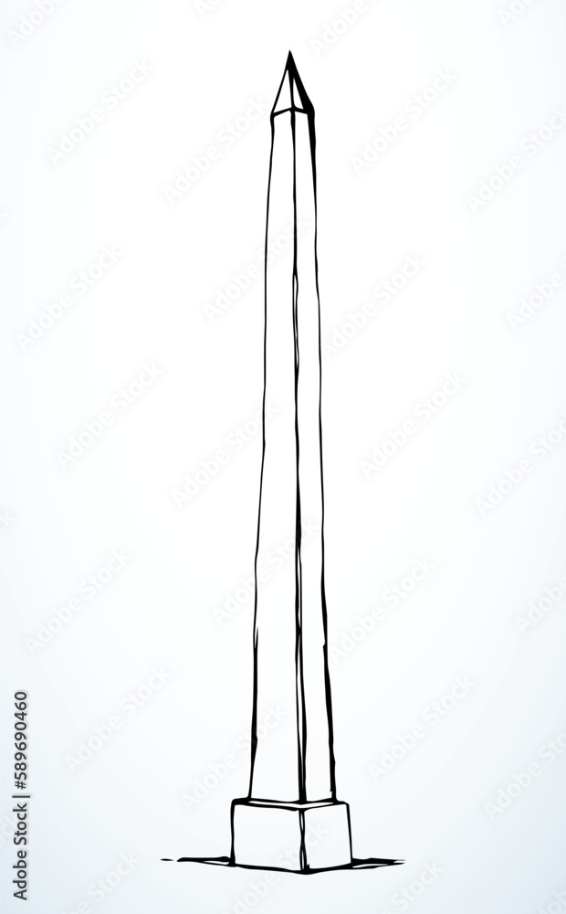 Vector drawing. Egyptian pillar obelisk