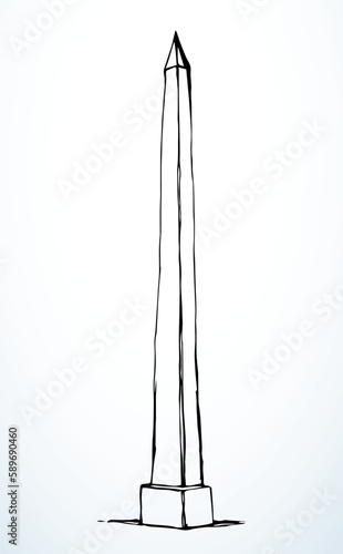 Vector drawing. Egyptian pillar obelisk