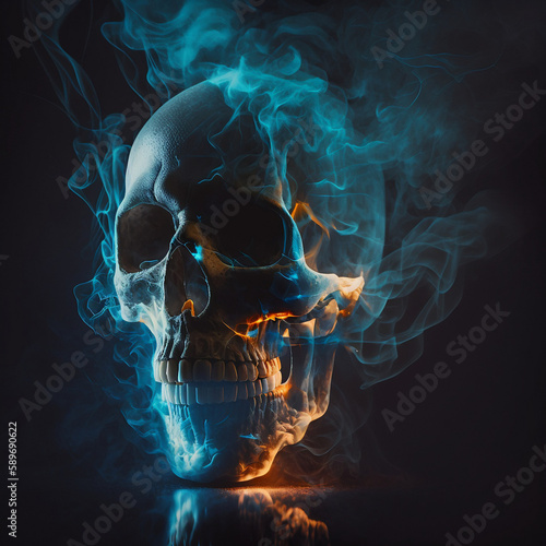 skull with smoke