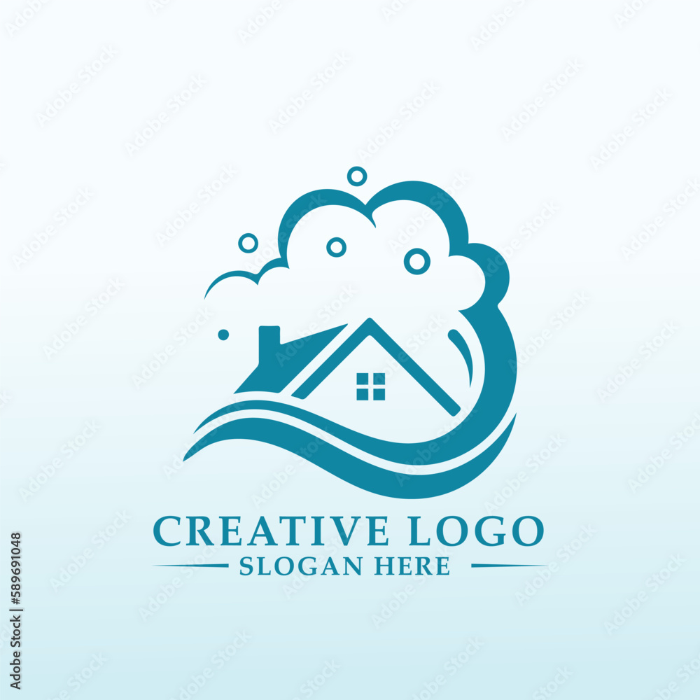 Obraz premium Residential and commercial cleaning service logo