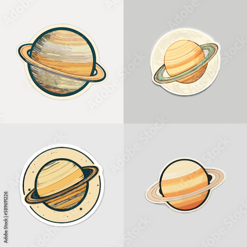 Fototapeta Naklejka Na Ścianę i Meble -  planet in space icon emblem set of pictures
