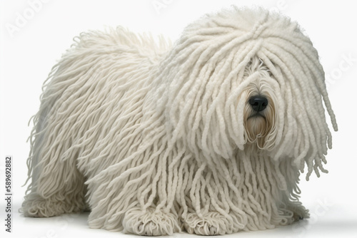 Majestic Komondor Dog on White Background - Capturing the Uniqueness of This Hungarian Breed