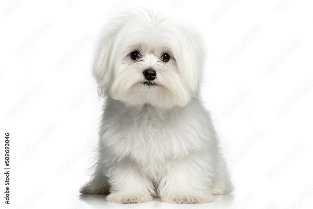 Adorable Maltese Dog on a White Background: A Perfect Representation of the Breed's Elegance and Charm Adorable Maltese Dog on a White Background: A Perfect Representation of the Breed's Elegance and Charm