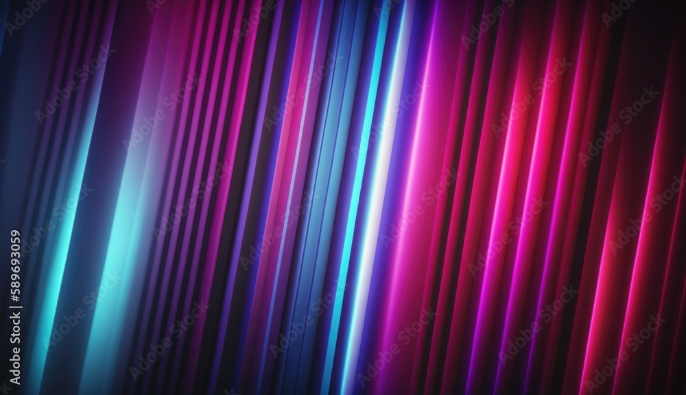 Background concept made with colorful neon light lines, Generative Ai