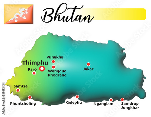 Bhutan, Fläche und Flagge