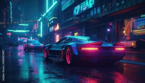 A cyberpunk city filled with cars and robots, Generative Ai