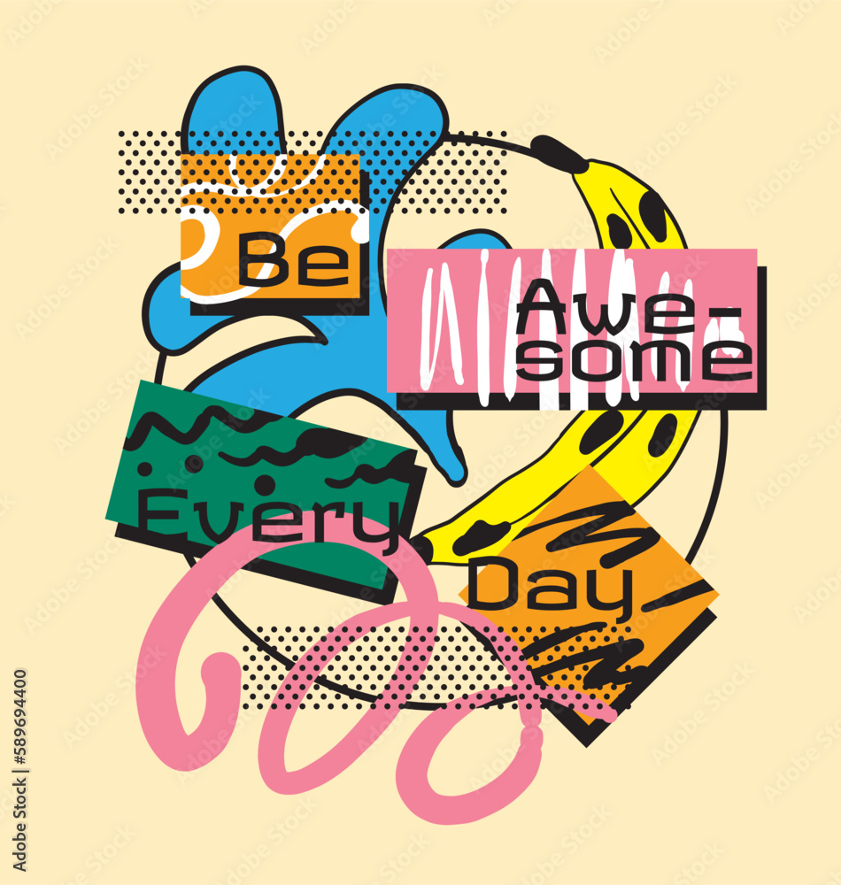 A design for t shirts and posters with a 90s inspired graphic, featuring a slogan in retro style A design for t shirts and posters with a 90s inspired graphic, featuring a slogan in retro style