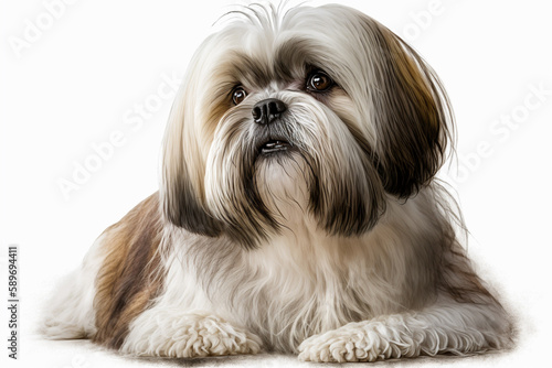 Pure Perfection: Captivating Traits of Lhasa Apso Dog on a White Background