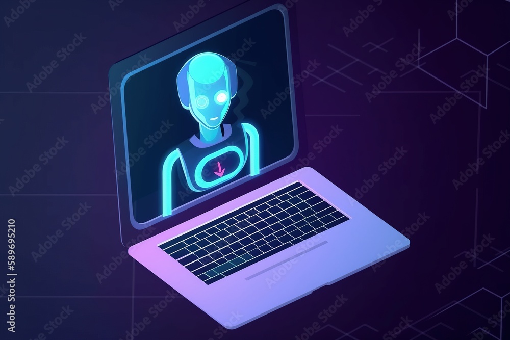 Chatbot AI on the screen of a laptop. Artificial intelligence Concept. Generative AI Chatbot AI on the screen of a laptop. Artificial intelligence Concept. Generative AI