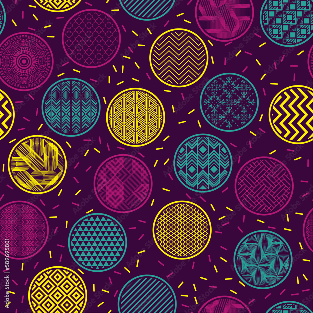 Vecteur Stock Trendy bandana swatch vector endless ornament. Circular  shapes with oriental abstractions | Adobe Stock