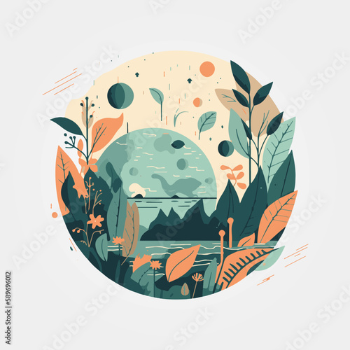 vector illustration, globe with minimalistic abstract nature