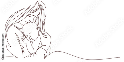 Mothers day line art vector illustration