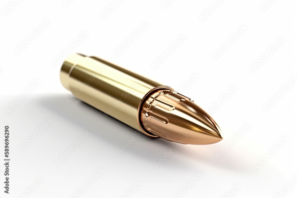 shiny golden bullet isolated on a white background. Generative AI shiny golden bullet isolated on a white background. Generative AI