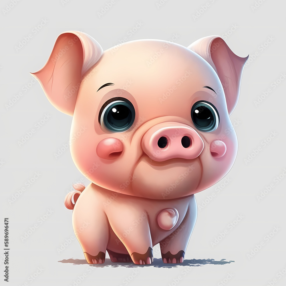 pig cartoon animal isolated on white background. Generative AI