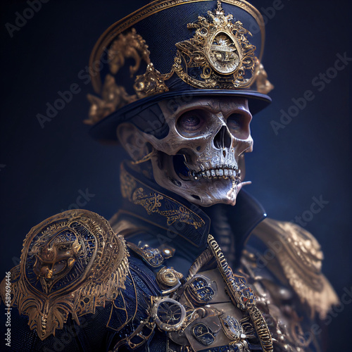 Lich (undead zombie skeleton necromancer closeup portrait) generated by AI