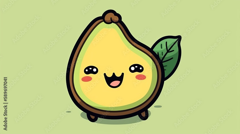 Cute Avocado Kawaii Anime. Generative AI Cute Avocado Kawaii Anime. Generative AI