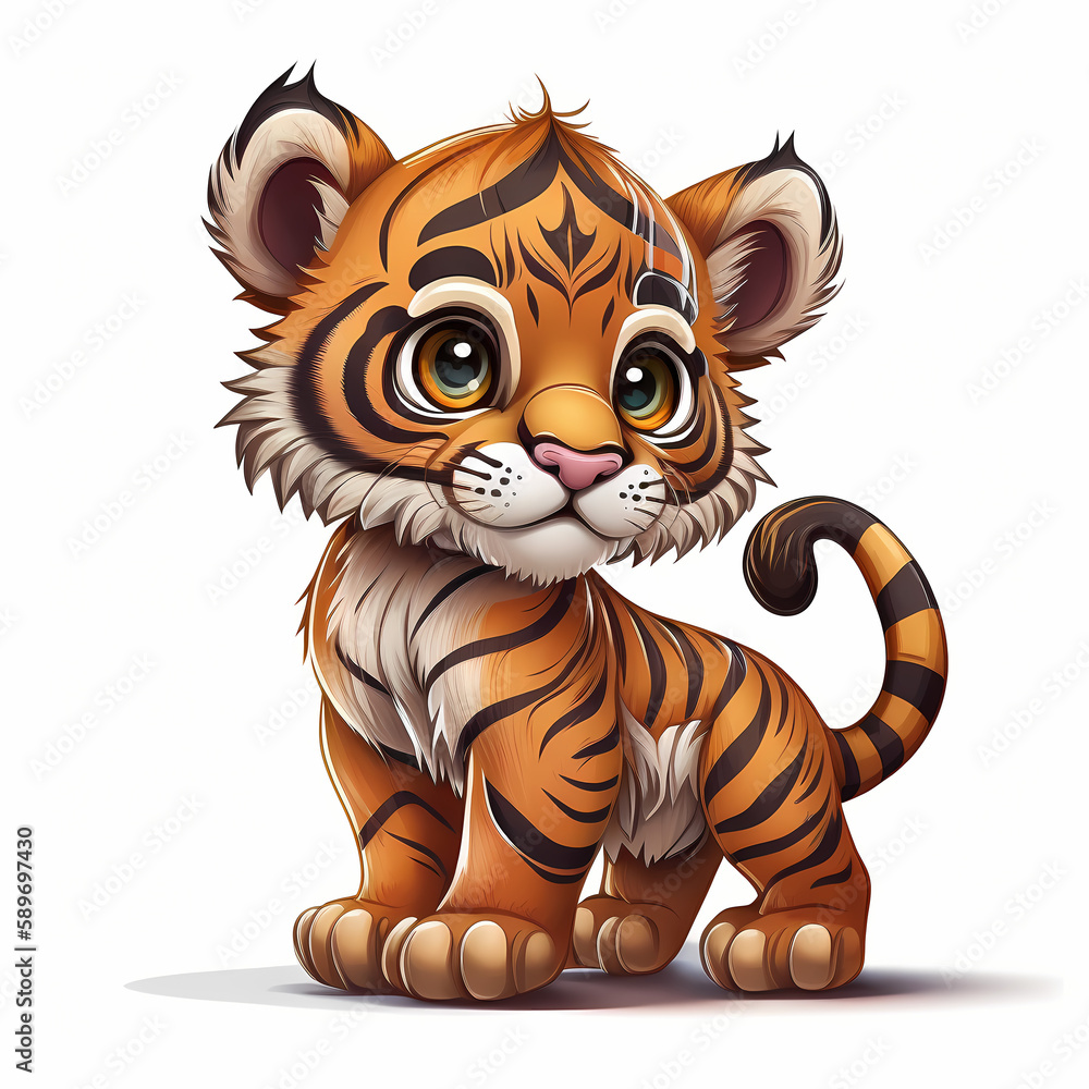 Tiger CArtoon Illustration. Generative AI