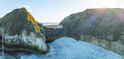 Stunning natural seascapes concept. White chalk cliffs of Flamborough Head. Variety of England's landscapes. High quality photo