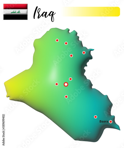 Bilde på lerret Irak, Fläche und Flagge