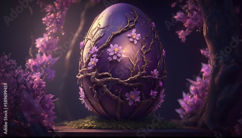 Mystical Twilight Grove with Enchanted Egg, generative ai