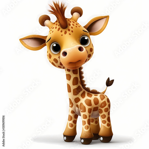 Giraffe Cartoon. Generative AI