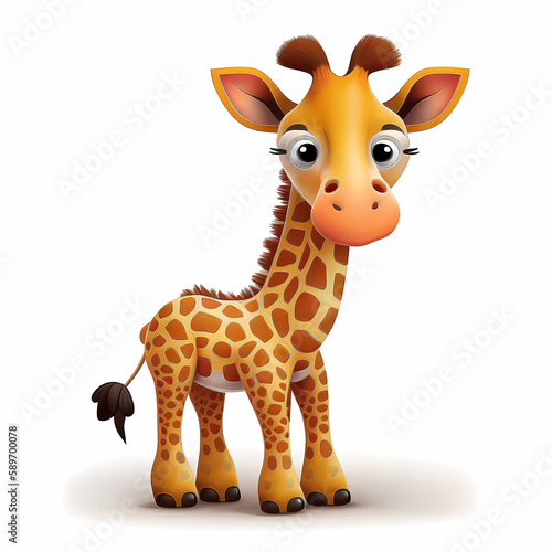 Giraffe Cartoon. Generative AI