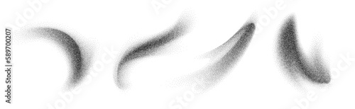 Charcoal splashes, black dotwork grain texture, abstract stipple sand effect, gradient from dots isolated on white background. Vector illustration.