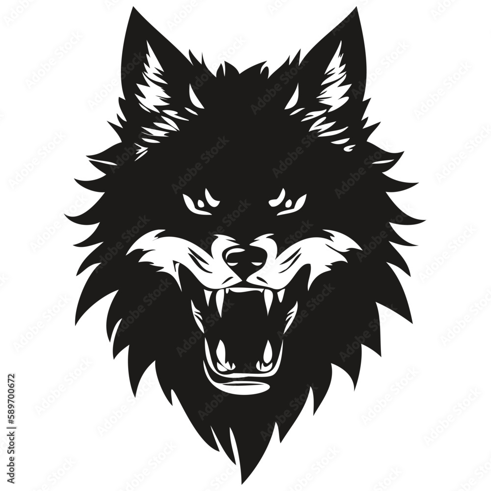 Fototapeta premium Wolf head mascot logo for esport and sport team, black and white template badges