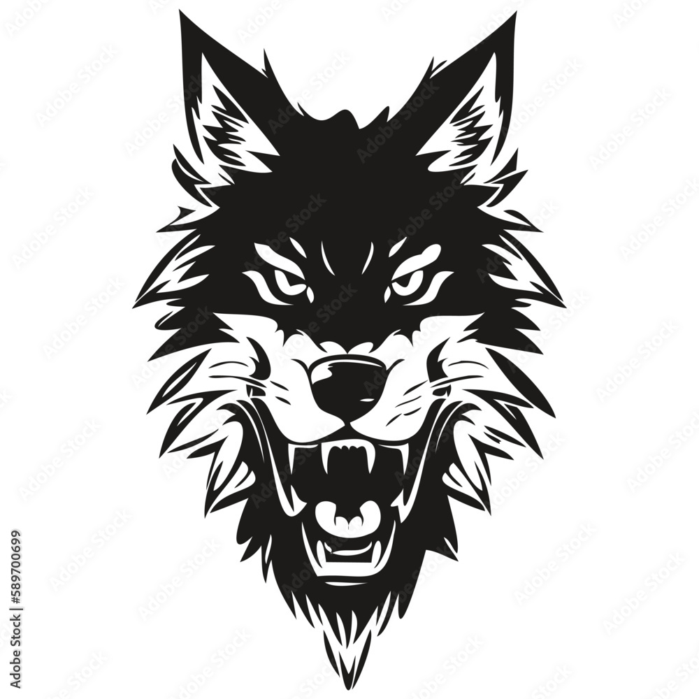 Wolf mascot logo for esport and sport team, black and white template ...
