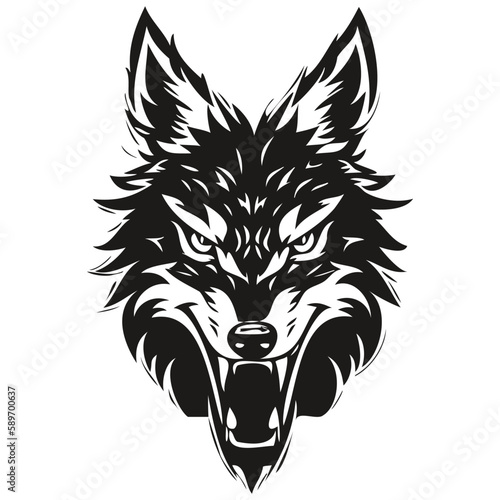 Wolf head mascot logo for esport and sport team, black and white template badges