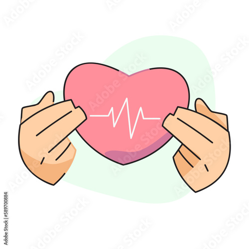 flat vector illustration, cute heart signal in heart.