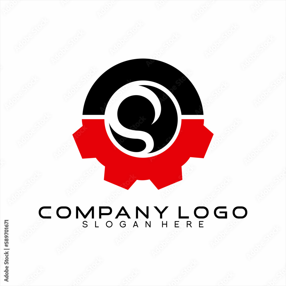 Obraz premium Abstract S letter logo design with gear.