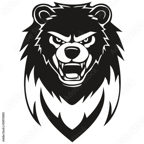 Bear mascot logo for esport and sport team, black and white template badges emblem