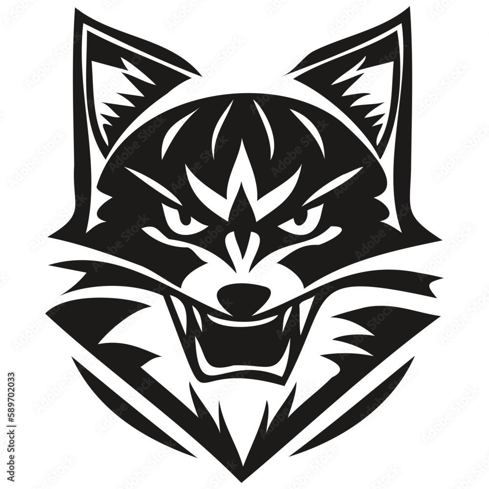 Ferocious Raccoon head mascot logo for esport and sport team, black and ...