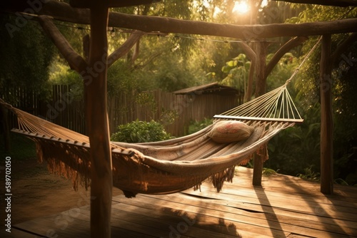 Hammock for rest and relaxation. AI generated, human enhanced