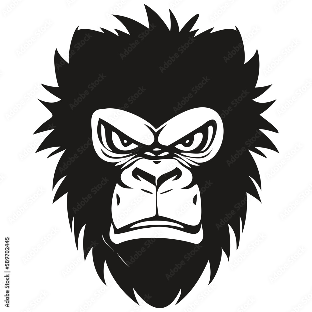 Gorilla mascot logo for esport and sport team, black and white template badges emblem