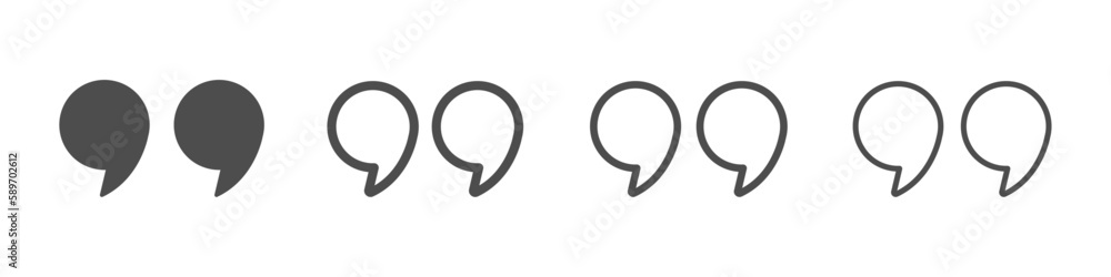 Iconic quotation marks flat vector symbols set Iconic quotation marks flat vector symbols set