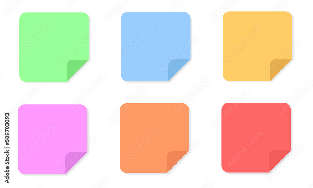 Set of colorful stickers, sheets of note papers Set of colorful stickers, sheets of note papers