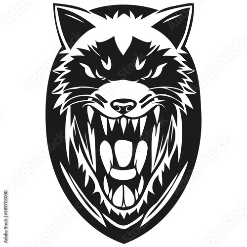 Fototapeta Naklejka Na Ścianę i Meble -  Raccoon mascot logo for esport and sport team, black and white template badges emblem